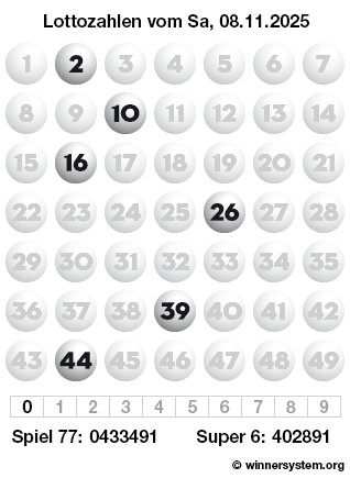 Lottozahlen vom 08.11.2025 als Tippmuster