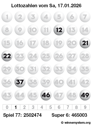 Lottozahlen vom 17.01.2026 als Tippmuster