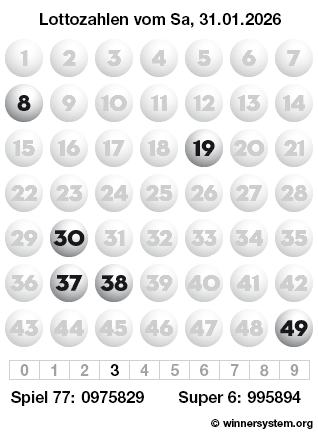 Lottozahlen vom 31.01.2026 als Tippmuster
