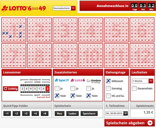 Lottoschein Lotto Rheinland Pfalz = Lotto RLP (Abbildung ähnlich)